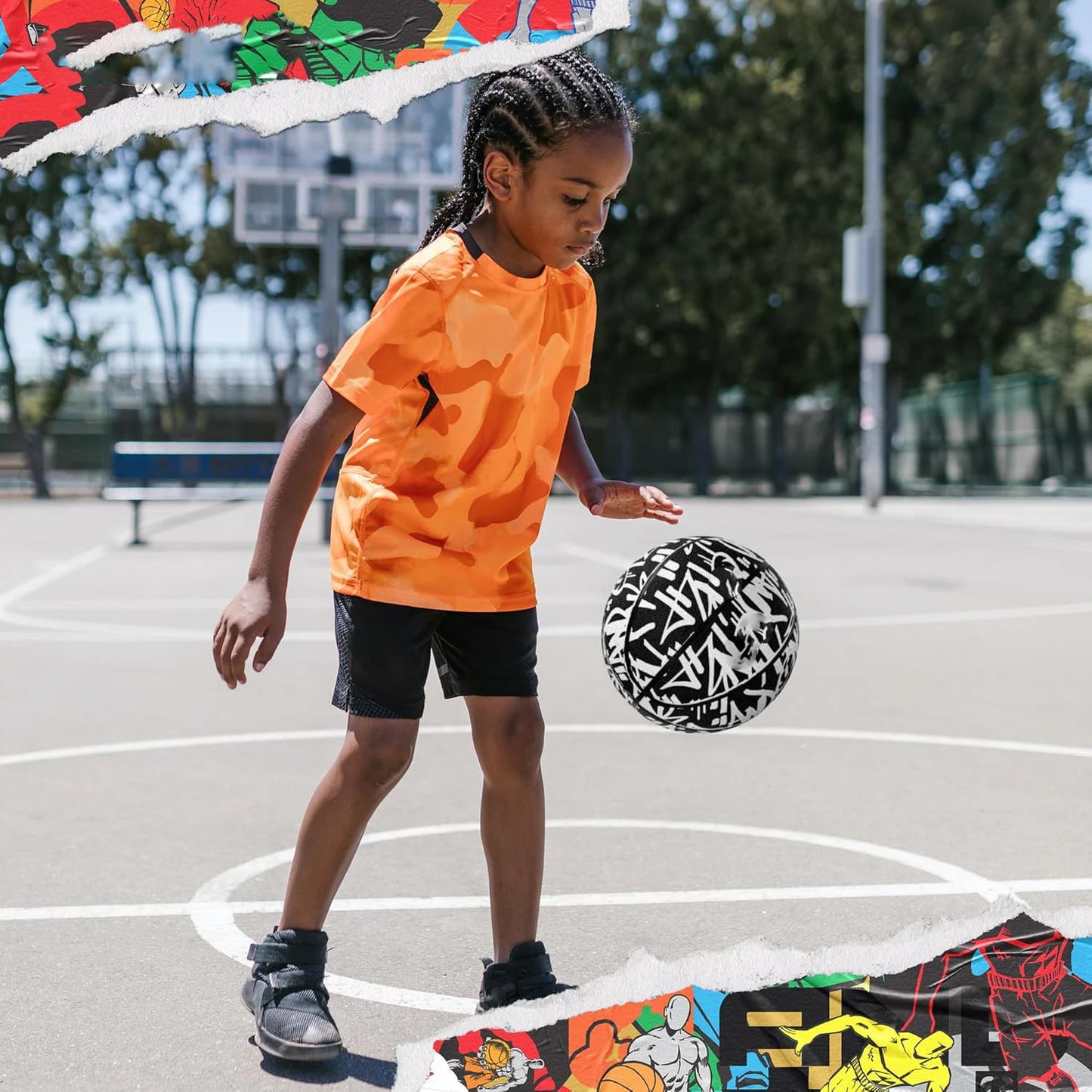 Premium Rubber Basketball Size 7 Outdoor Cement Court Training Sports Ball For Adults Youth Professional Game Equipment