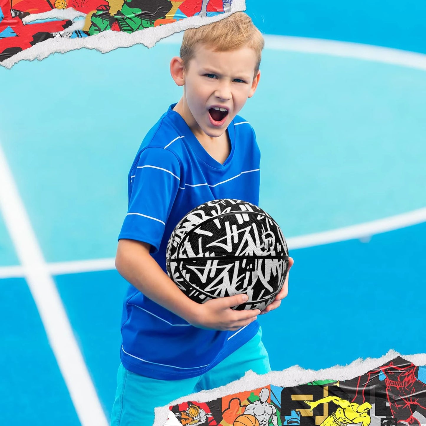 Premium Rubber Basketball Size 7 Outdoor Cement Court Training Sports Ball For Adults Youth Professional Game Equipment