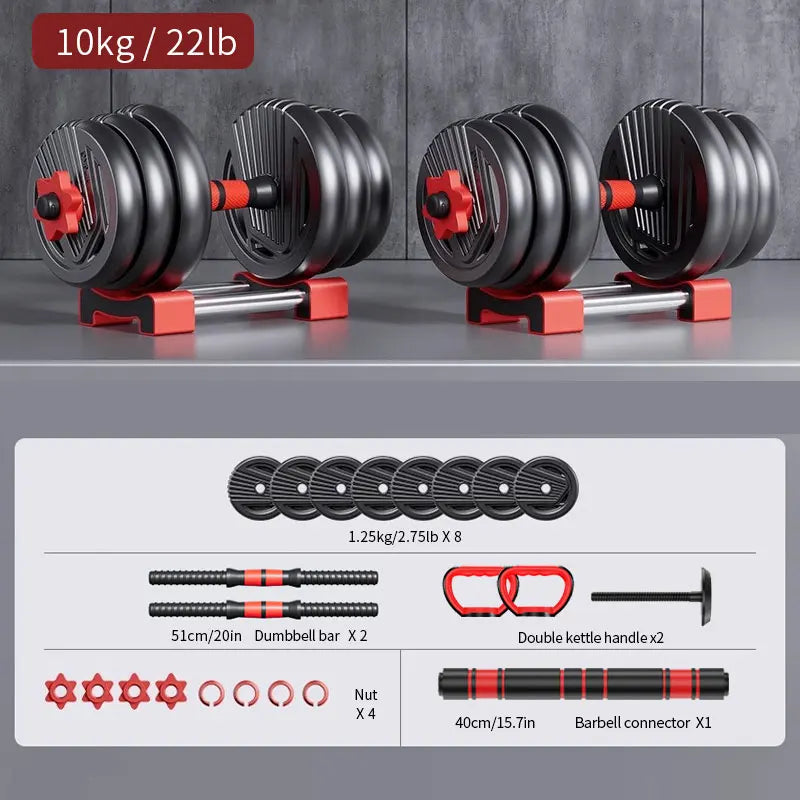 4-in-1 Adjustable Weight Dumbbell Set 22lb– Multi-Function