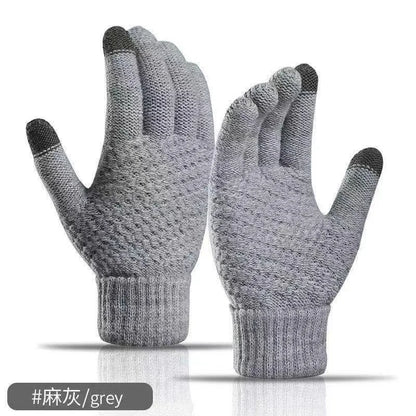 Women Men Warm Winter Touch Screen Gloves Stretch Classical Knit Mittens Wool Full Finger Outdoor Cycling Driving Glove